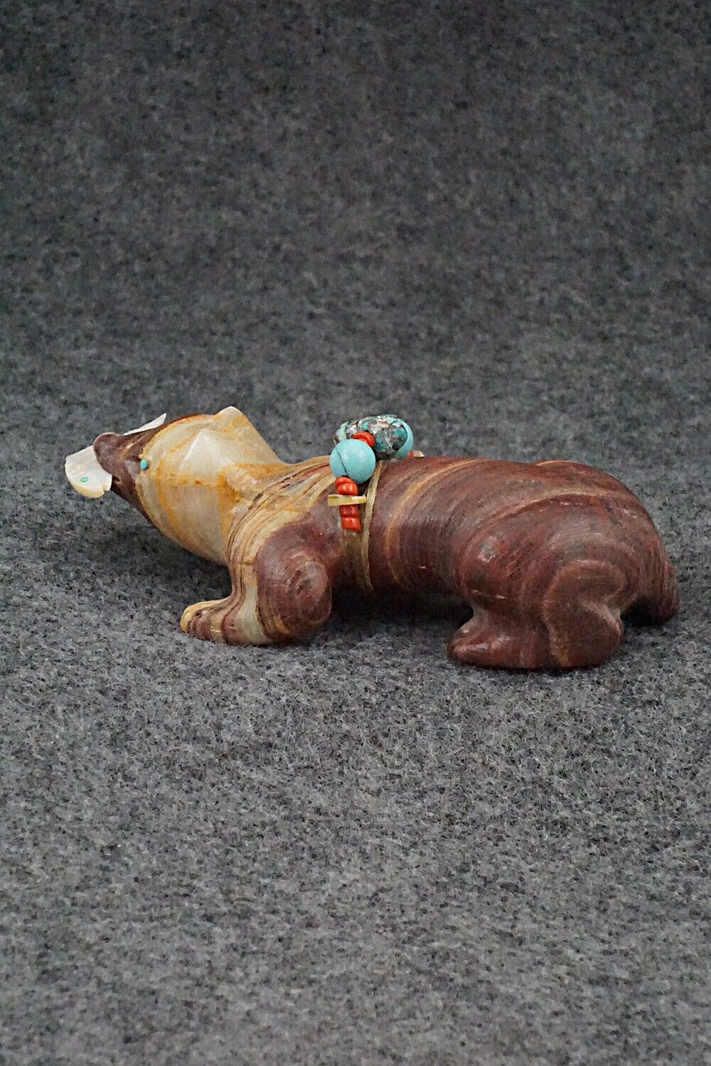 Otter with Fish Zuni Fetish Carving - Douglas Martza