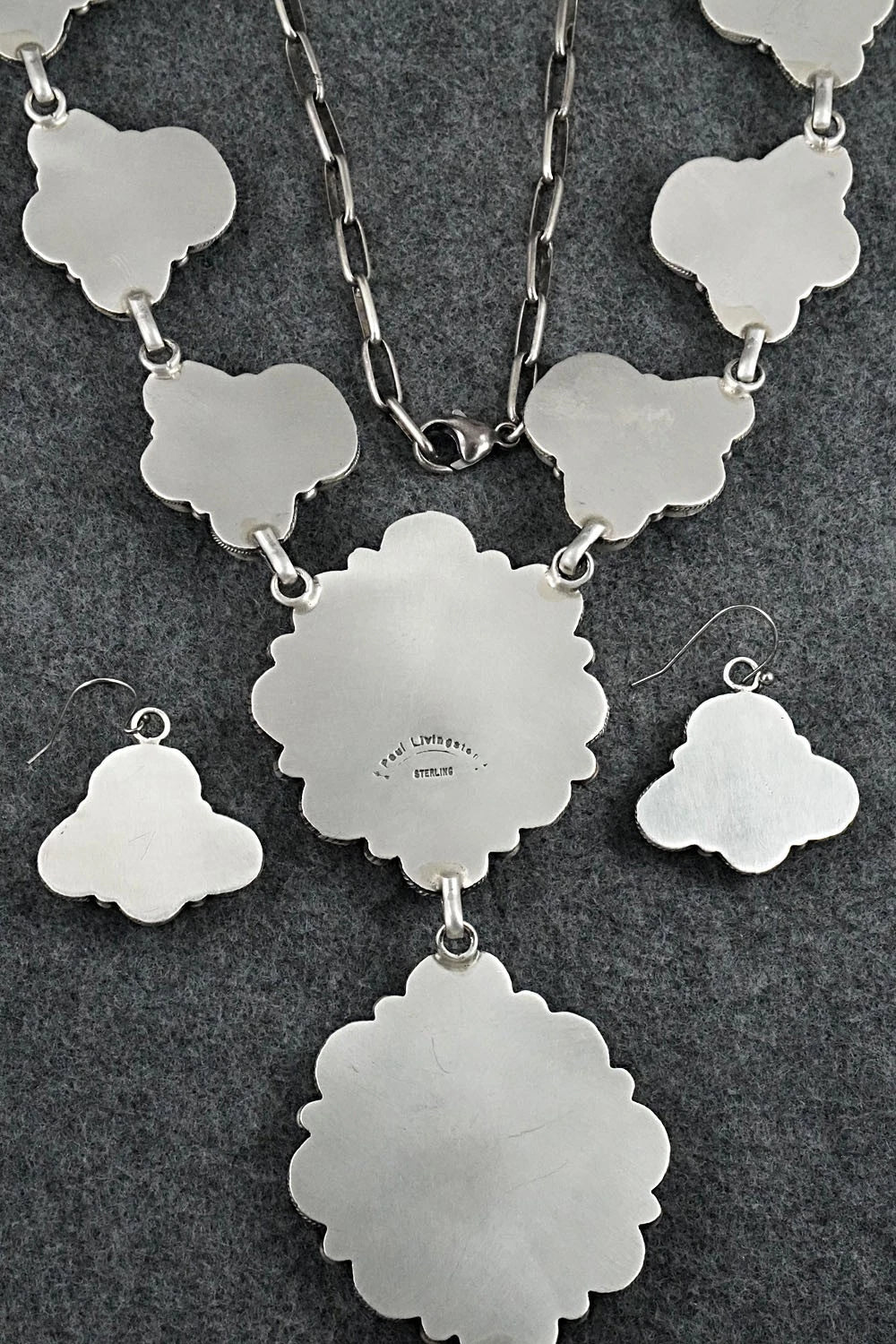 Turquoise & Sterling Silver Necklace and Earrings Set - Paul Livingston