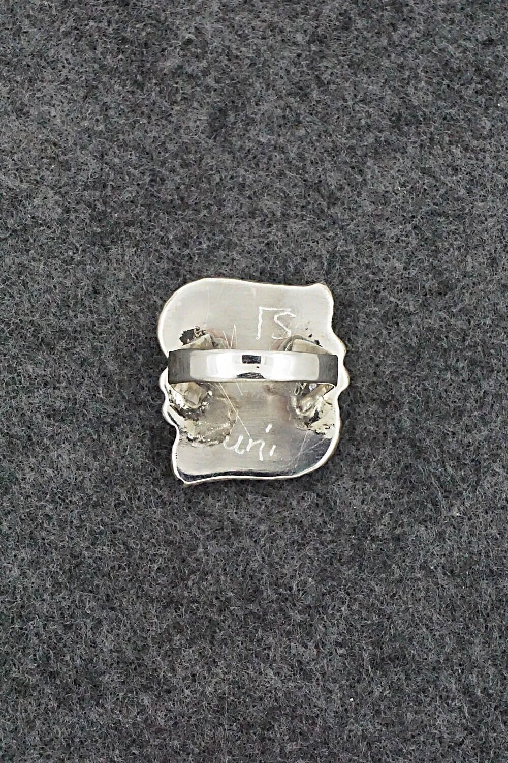 Turquoise & Sterling Silver Inlay Ring - Susie Lowsayatee - Size 7