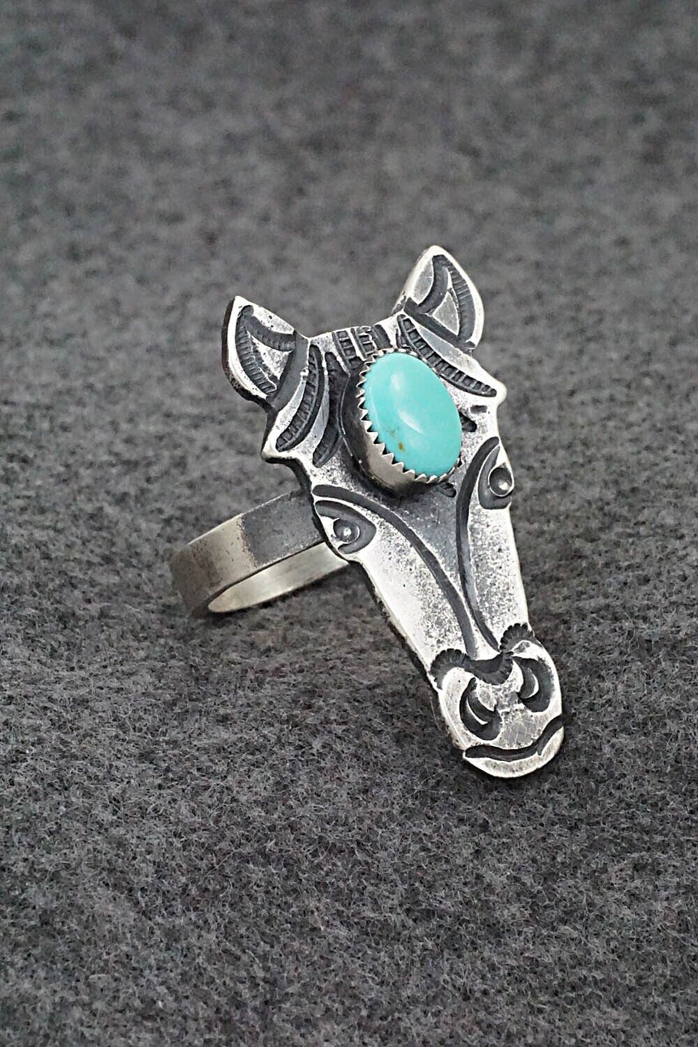 Turquoise & Sterling Silver Ring - Kindale Bilah - Size 10 (Adj.)