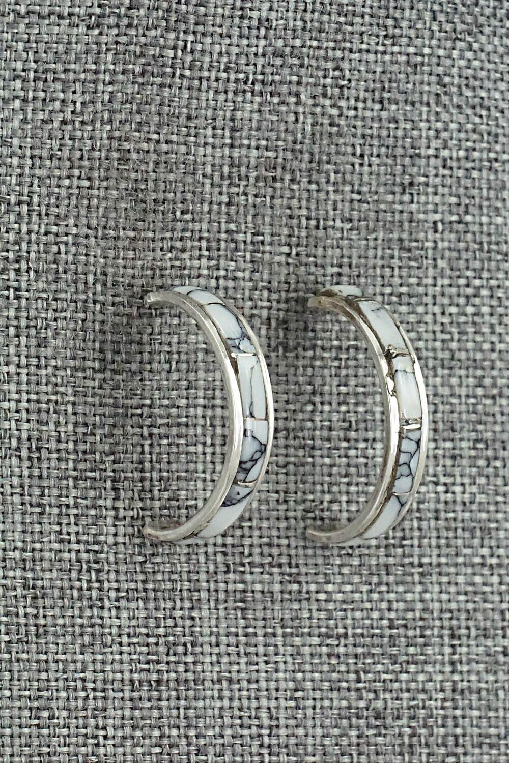 White Buffalo & Sterling Silver Hoop Earrings - Alton Tom