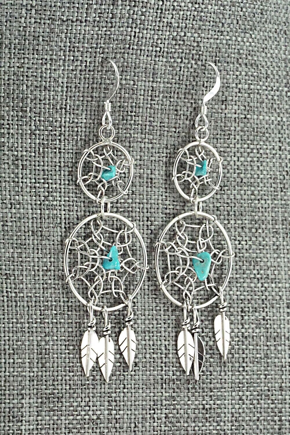 Turquoise & Sterling Silver Earrings - Lorenzo Arviso Jr.