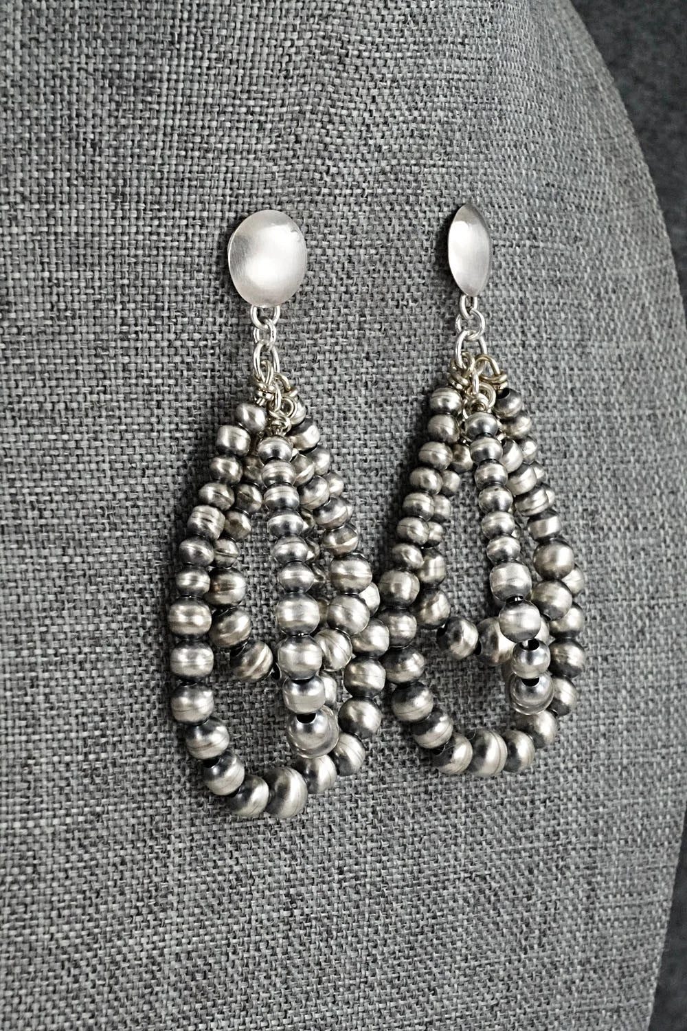 Sterling Silver Navajo Pearl Earrings - Dorinda Mariano