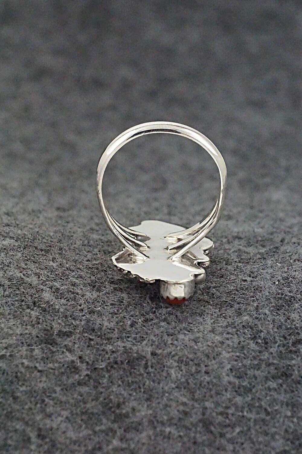 Coral & Sterling Silver Ring - Alice Rose Saunders - Size 7