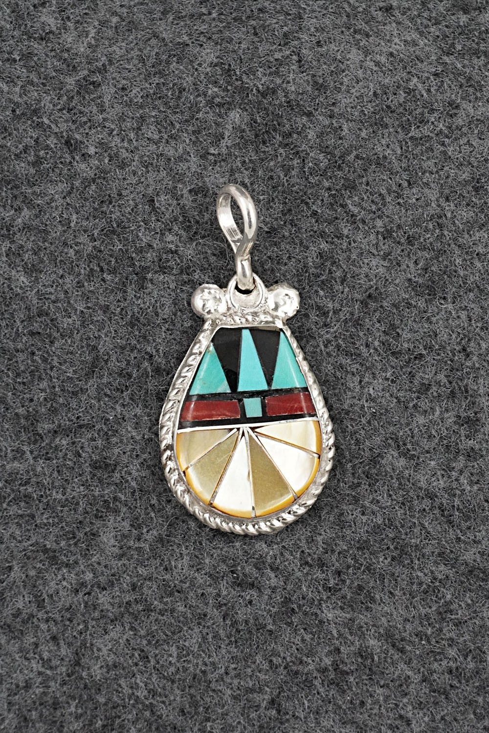 Multi-Stone & Sterling Silver Inlay Pendant - Ola Eriacho