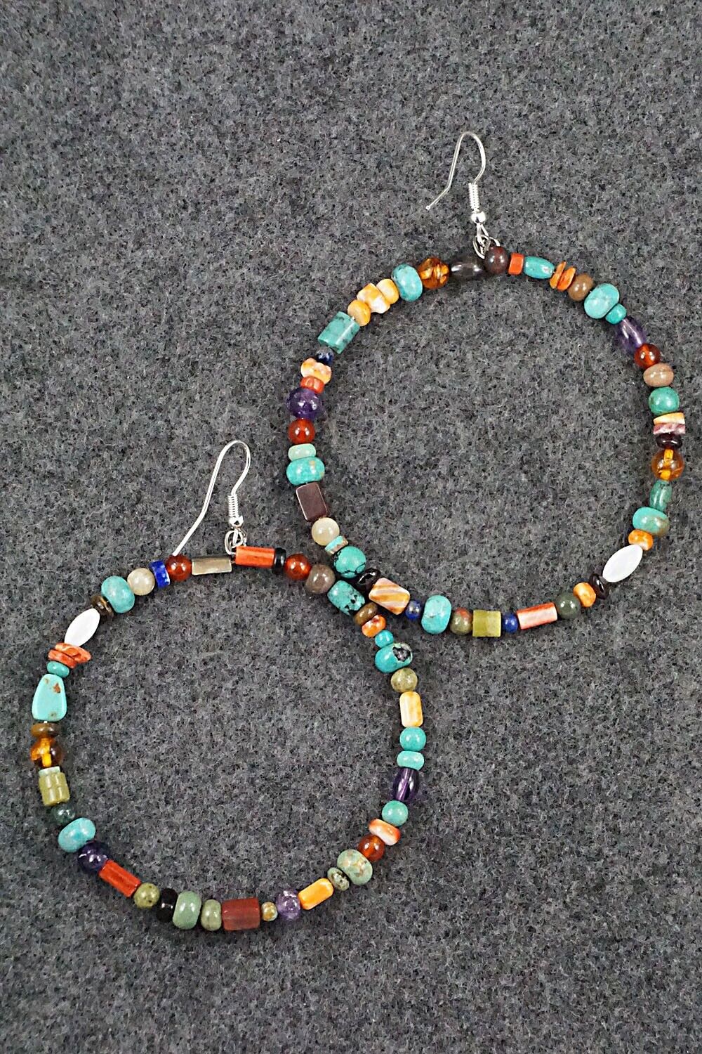 Multi-Stone & Sterling Silver Earrings - Helen Tsosie