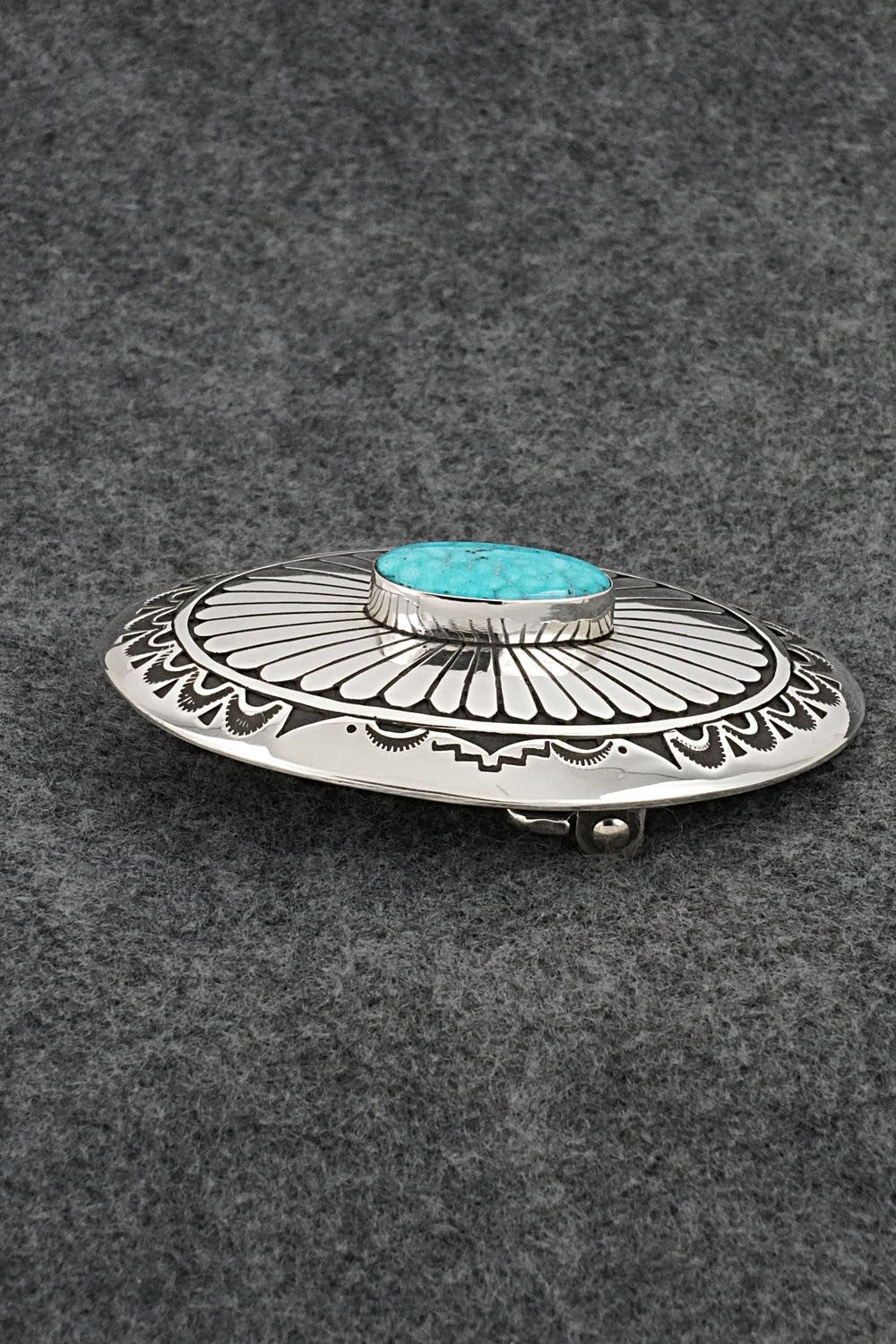 Turquoise & Sterling Silver Belt Buckle - Charlie John