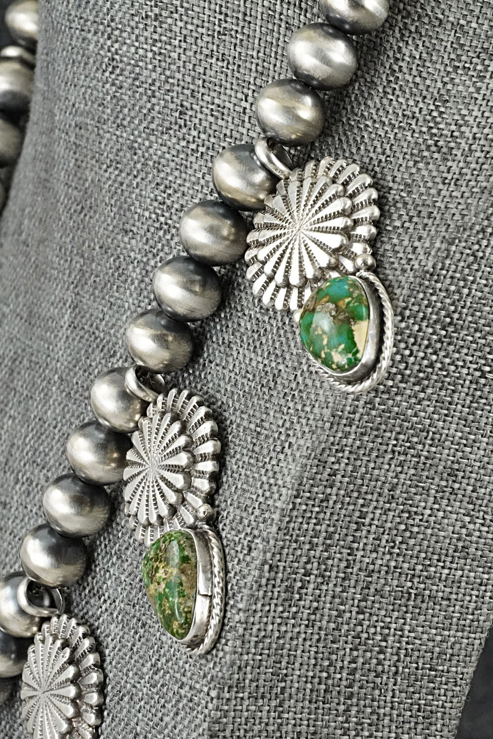 Turquoise & Sterling Silver Navajo Pearl Necklace - Adrienne Gordon