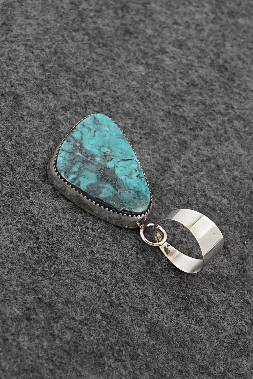 Turquoise and Sterling Silver Pendant - Leslie Nez