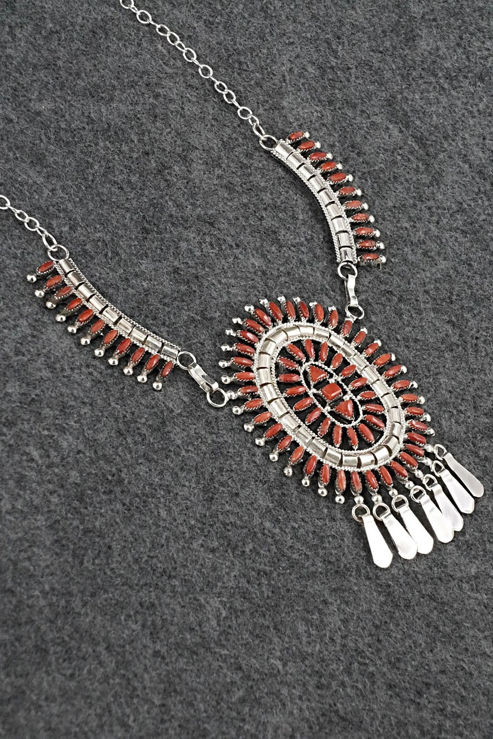 Coral & Sterling Silver Necklace Set - Evonne Hustito