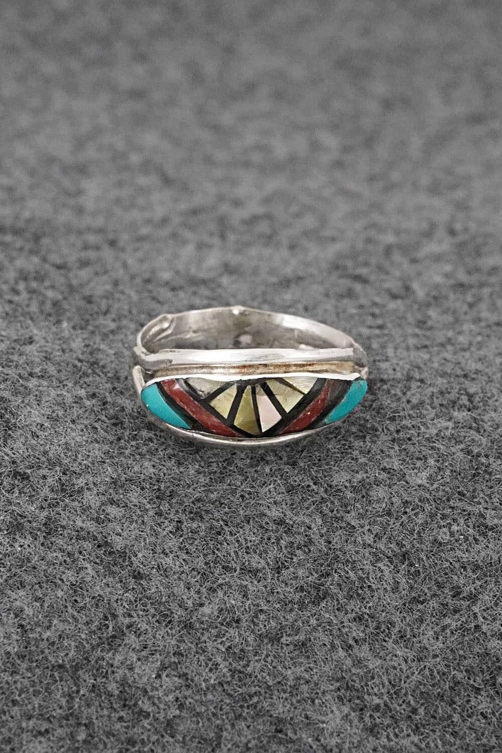 Multi-Stone & Sterling Silver Inlay Ring - Ola Eriacho - Size 7