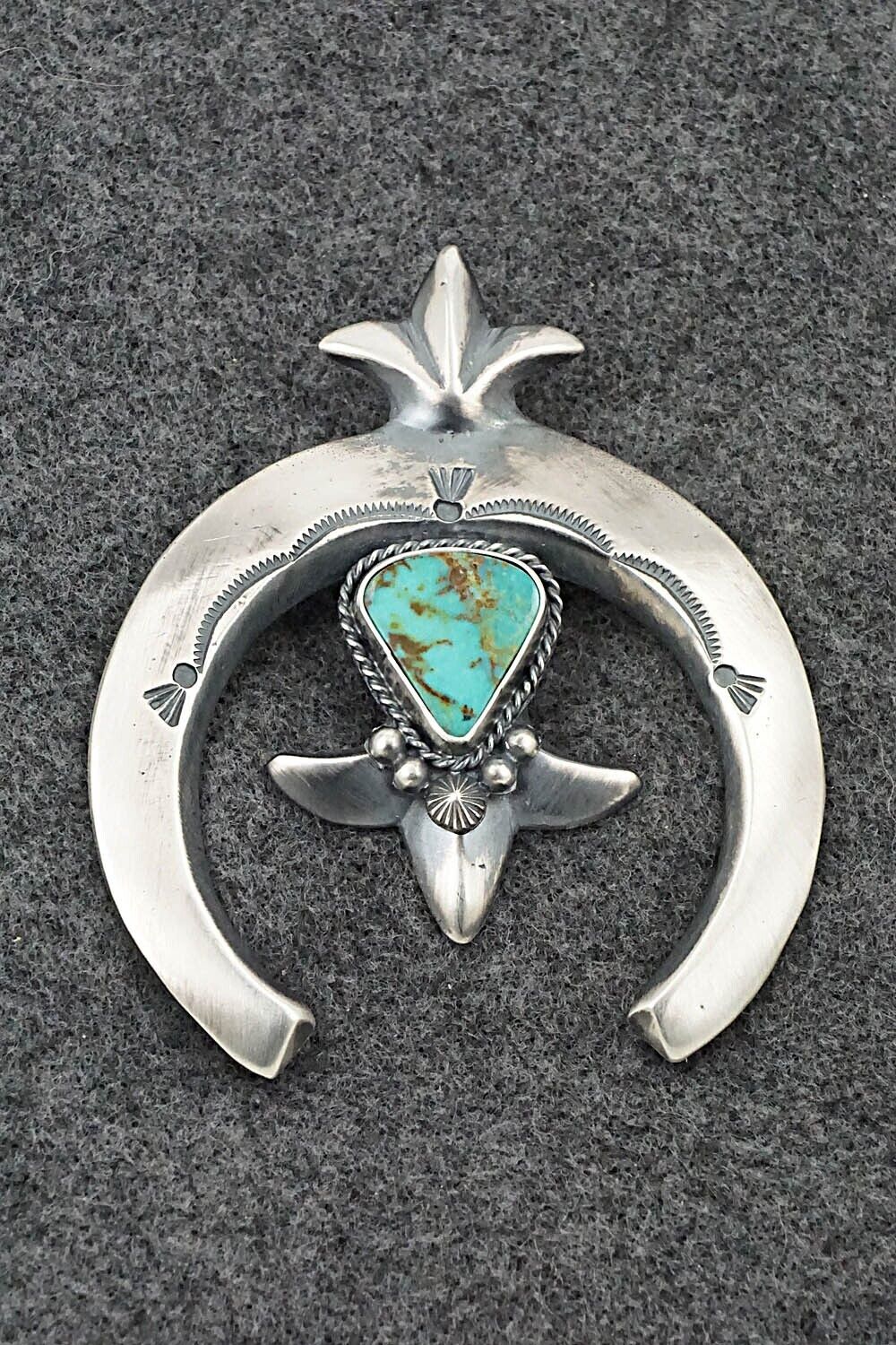Turquoise & Sterling Silver Naja Pendant - Harrison Bitsue