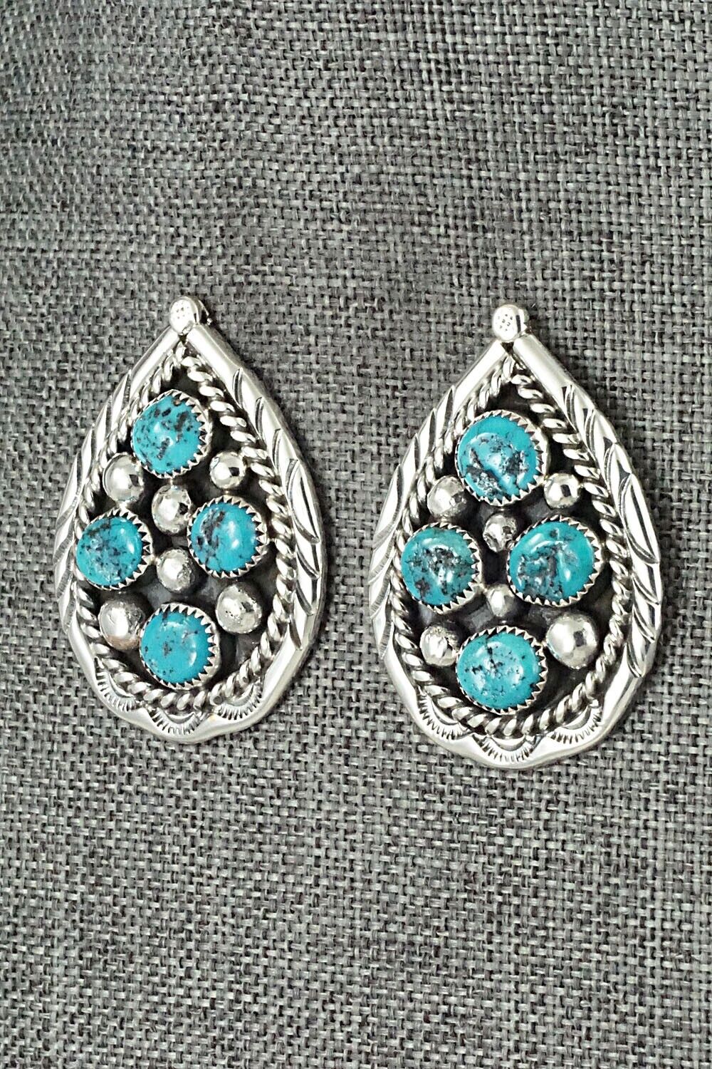 Turquoise & Sterling Silver Earrings - Chester Charley