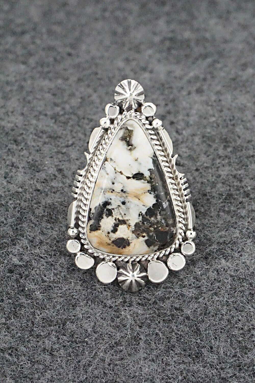 White Buffalo & Sterling Silver Ring - Daniel Benally - Size 5.75