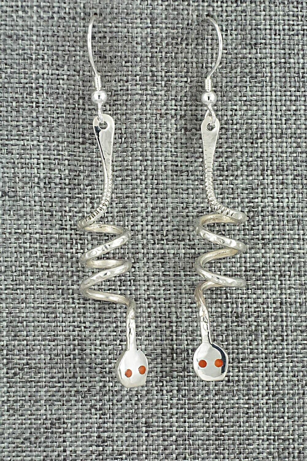 Coral & Sterling Silver Earrings - Joy Calavaza
