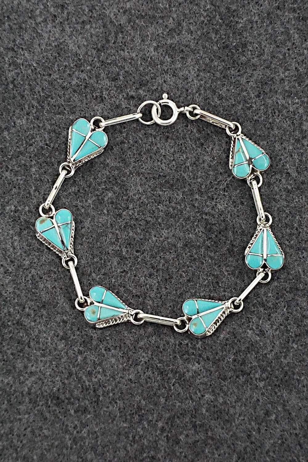 Turquoise & Sterling Silver Link Bracelet - Velda Nastacio