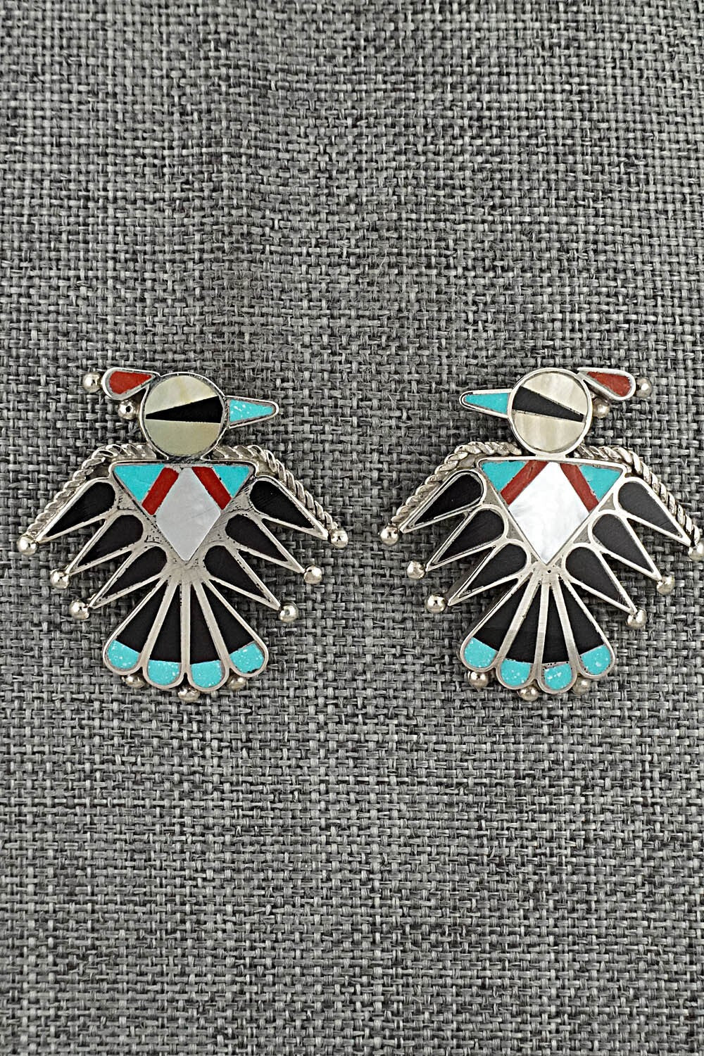Multi-Stone Inlay & Sterling Silver Earrings - Adrian Wallace