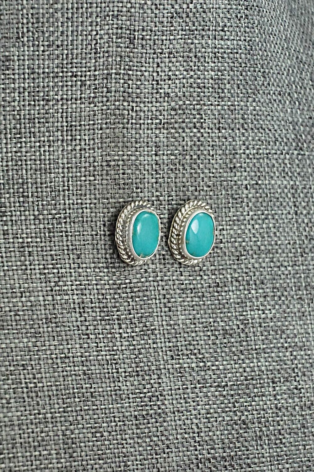 Turquoise & Sterling Silver Earrings - B. Begay
