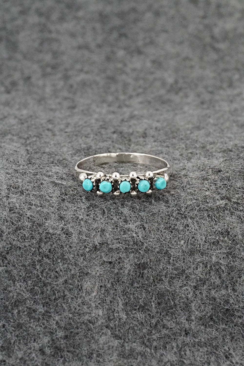 Turquoise & Sterling Silver Ring - April Haloo - Size 6.5