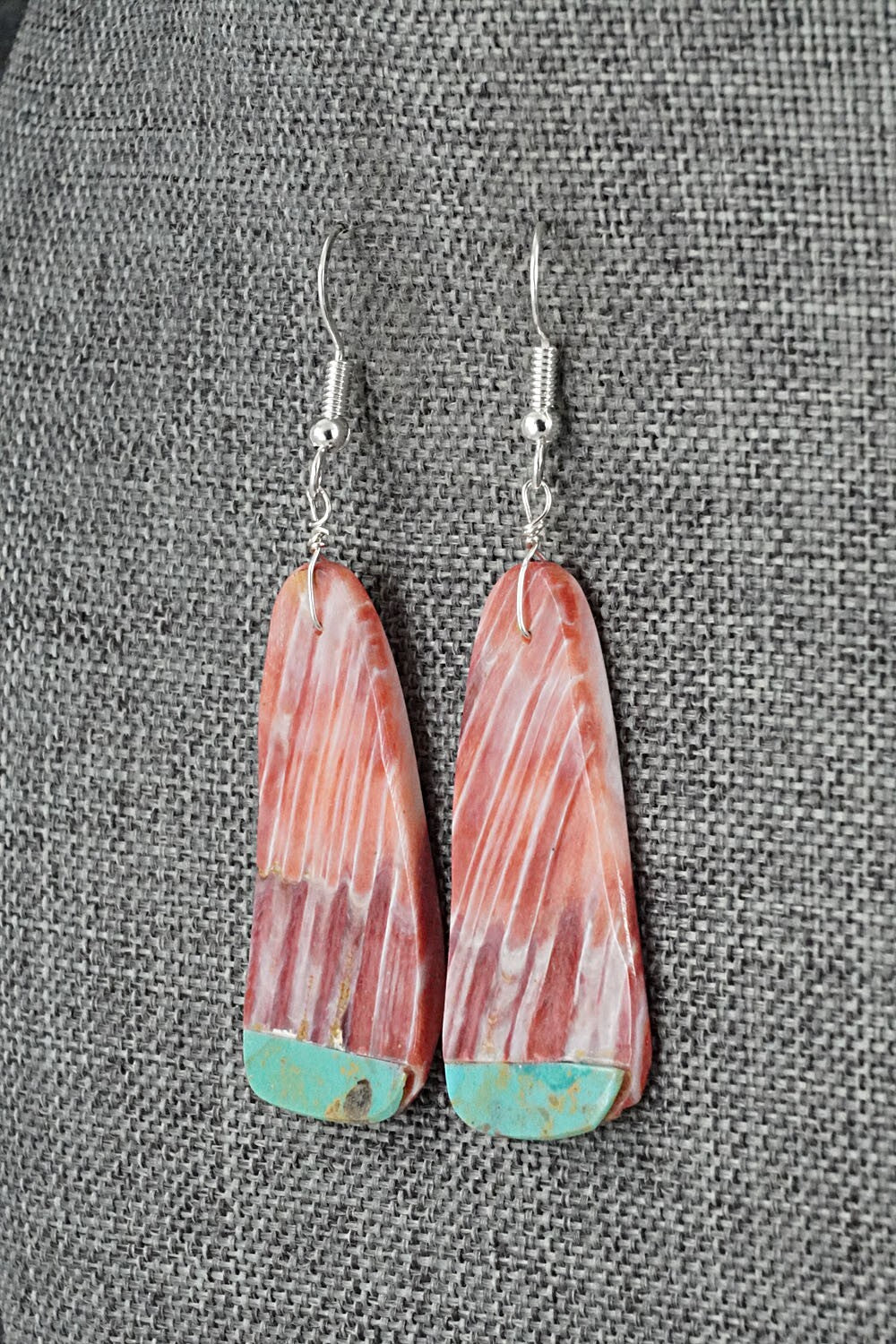 Spiny Oyster, Turquoise & Sterling Silver Earrings - Louise Pete