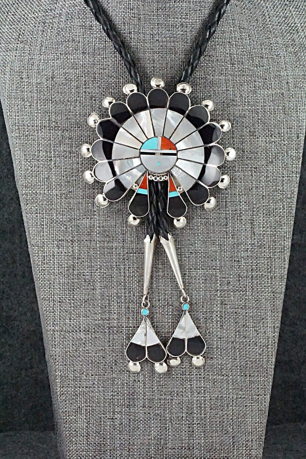 Multi-Stone & Sterling Silver Inlay Bolo Tie - Pauline Lonjose