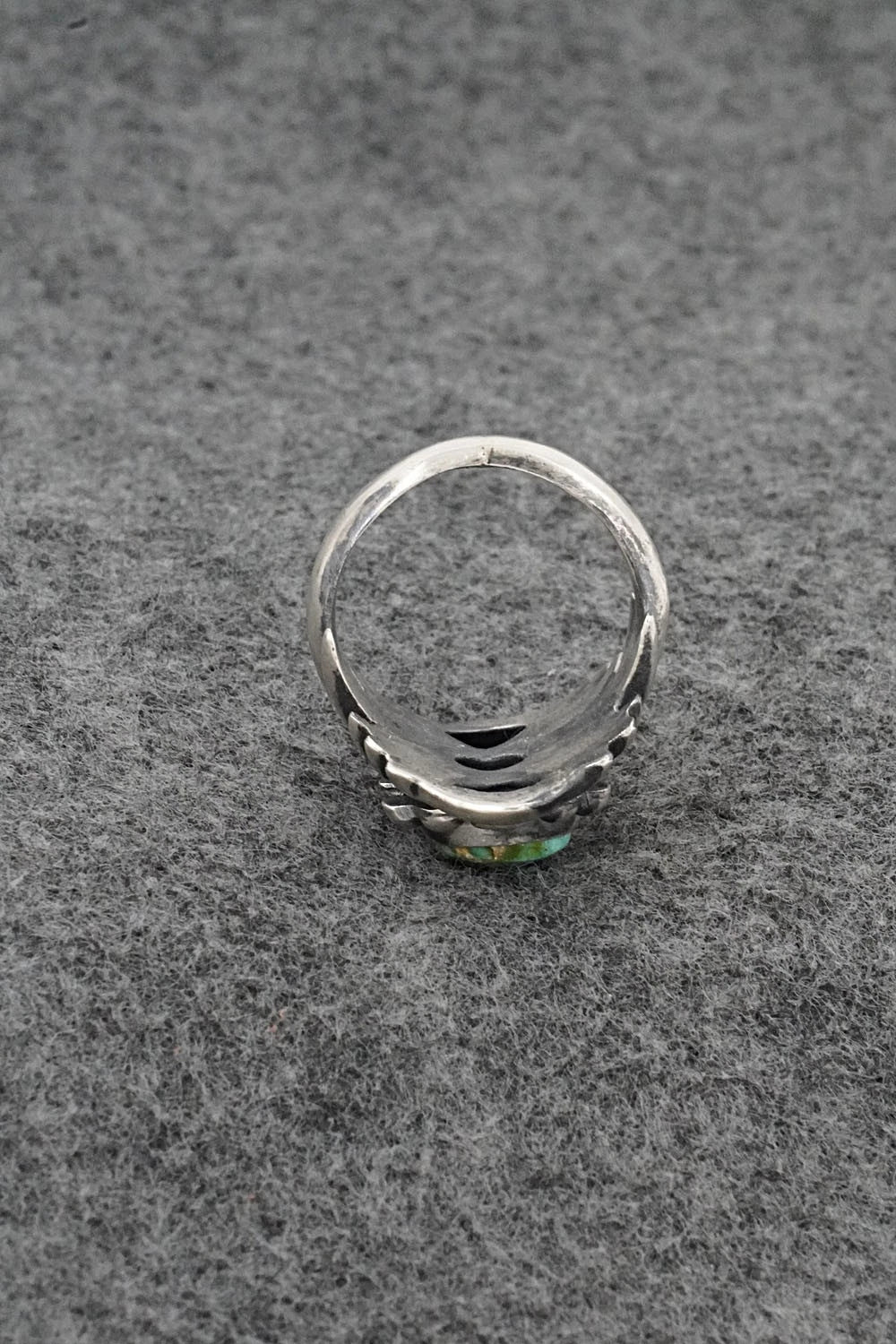 Turquoise & Sterling Silver Ring - Harrison Bitsue - Size 8.5