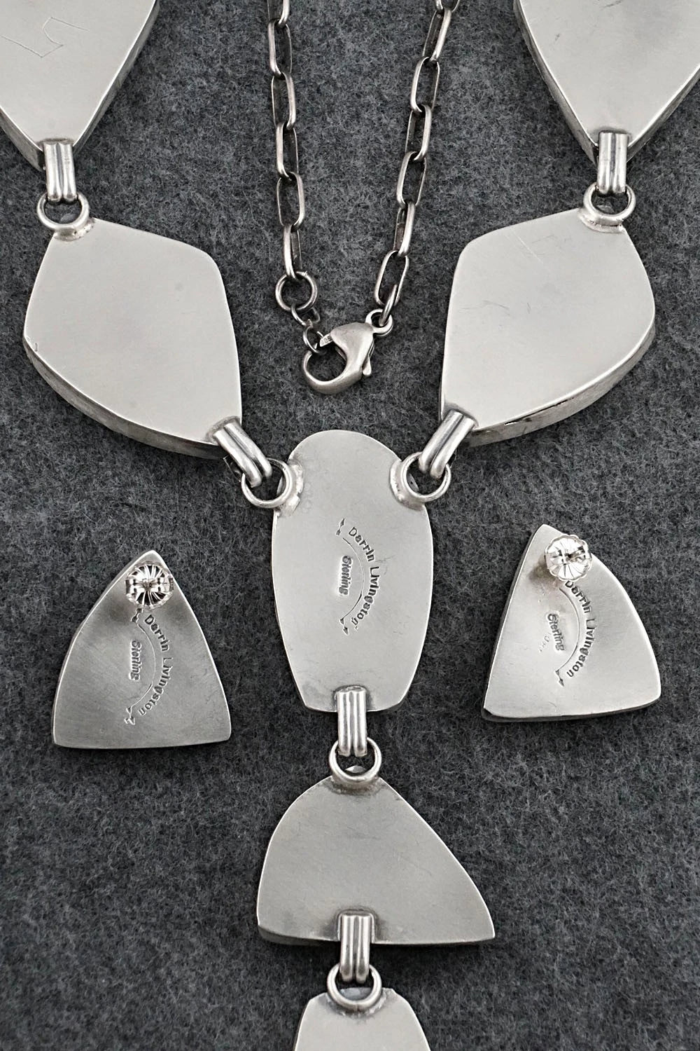 Turquoise & Sterling Silver Necklace and Earrings Set - Darrin Livingston
