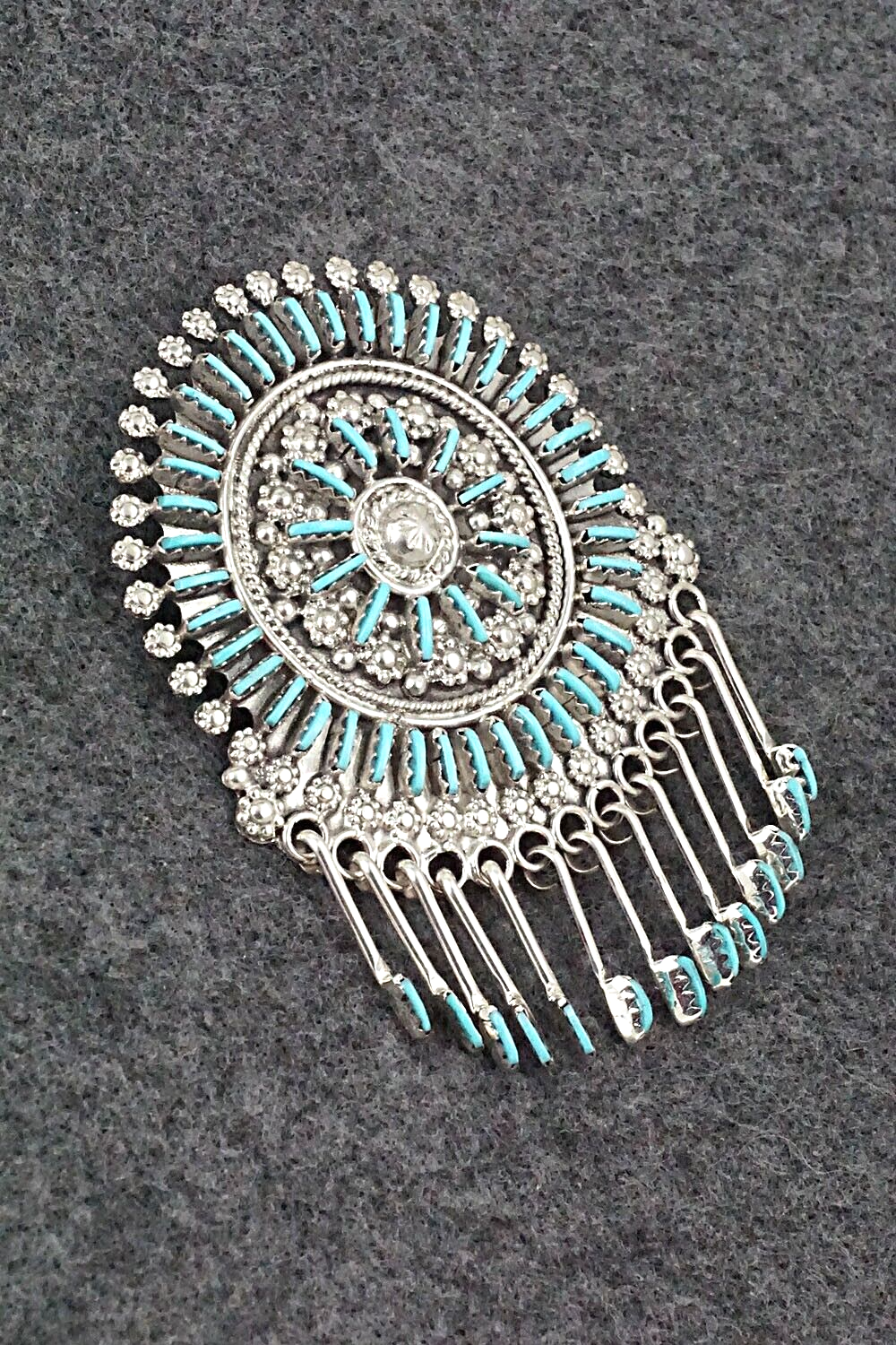 Turquoise & Sterling Silver Pendant/Pin - Kevin Leekity
