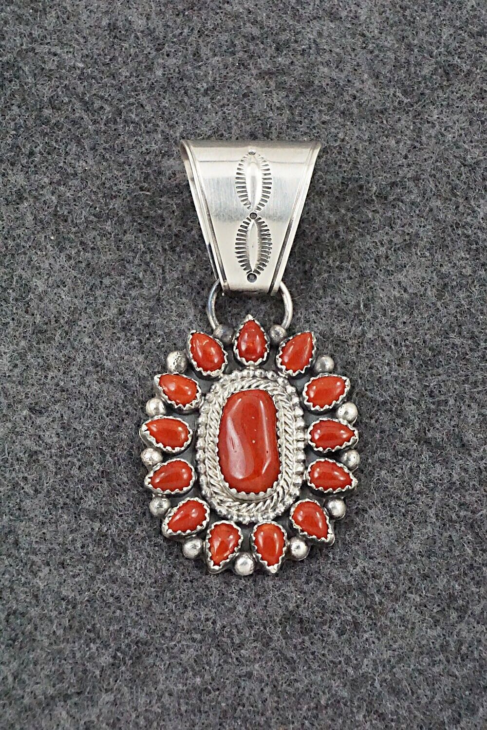 Coral & Sterling Silver Pendant - Tom Lewis