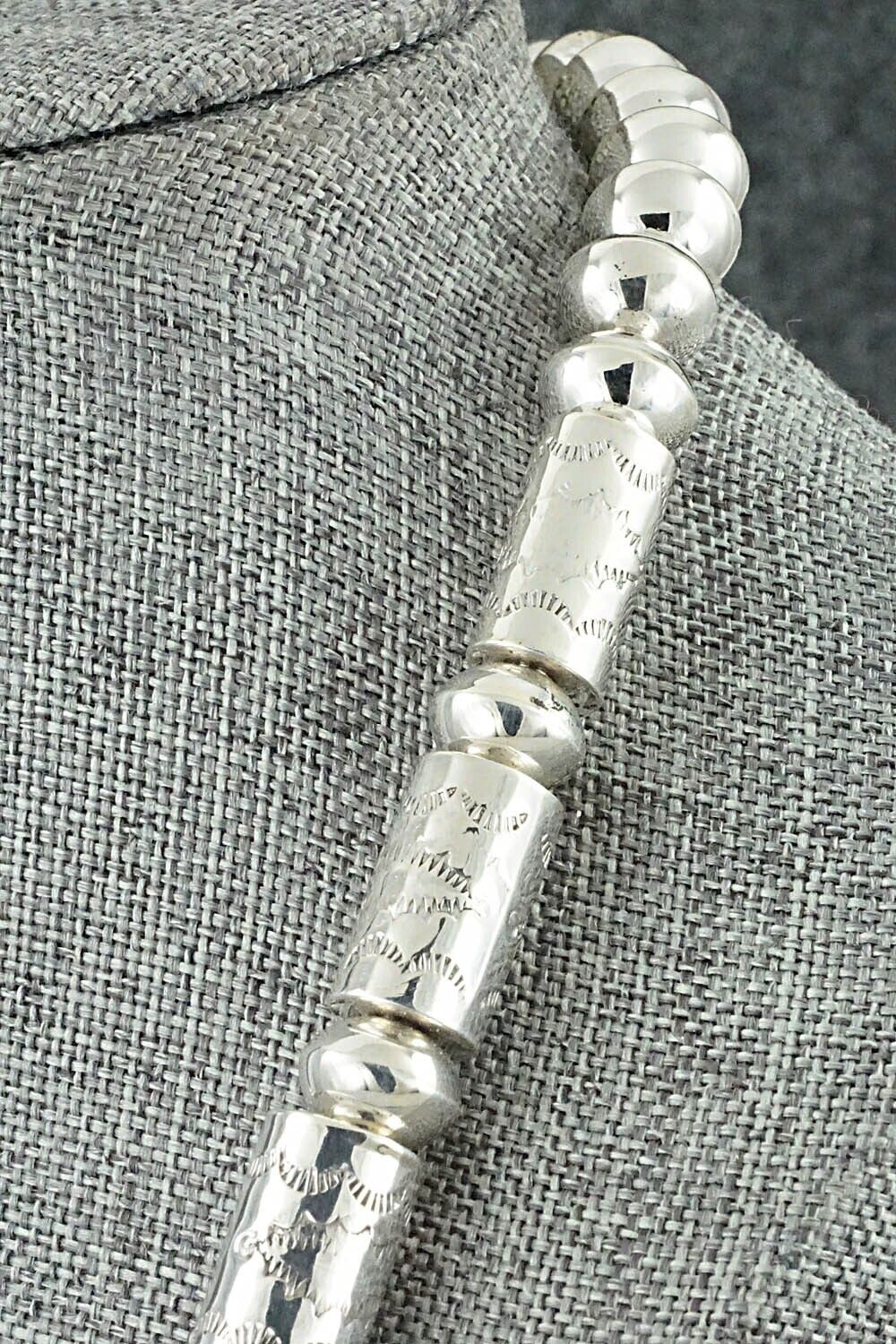 Sterling Silver Navajo Pearl Necklace 29" - Jeffery Castillo