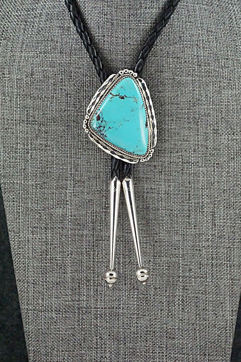 Turquoise & Sterling Silver Bolo Tie - Kenny Calavaza