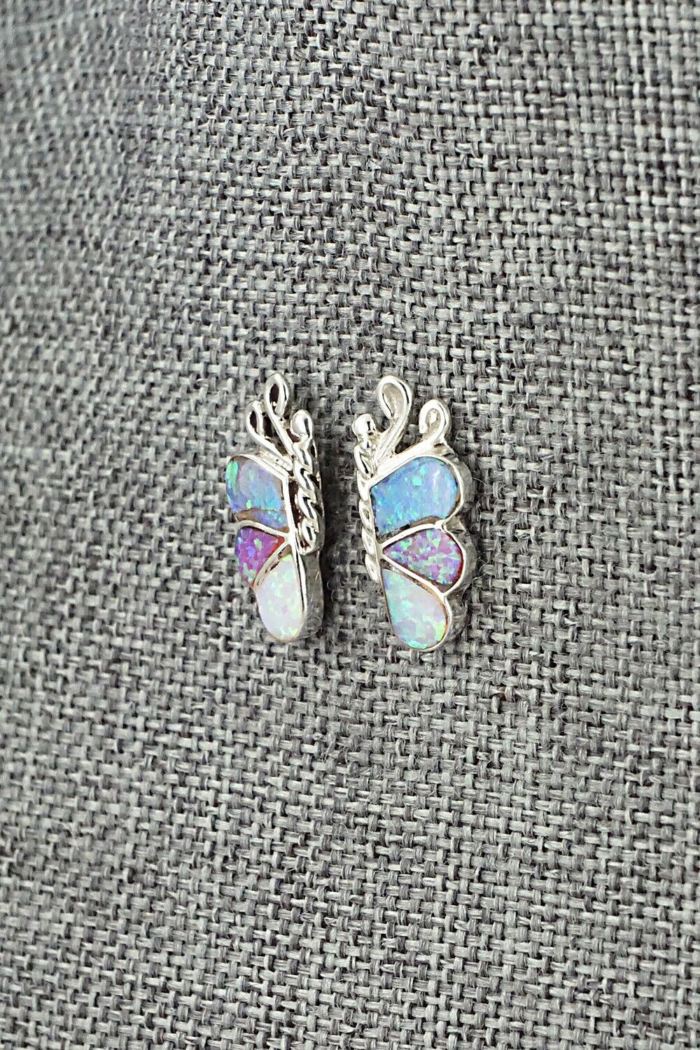 Opalite & Sterling Silver Inlay Earrings - Vincent Hooee