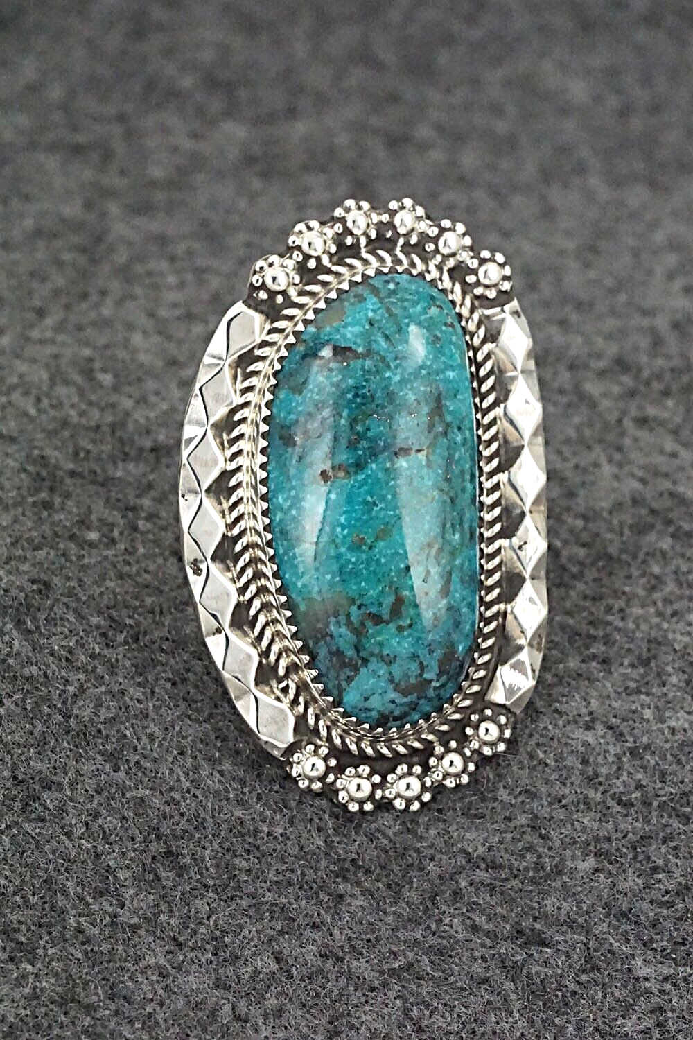 Turquoise & Sterling Silver Ring - Leslie Nez - Size 9