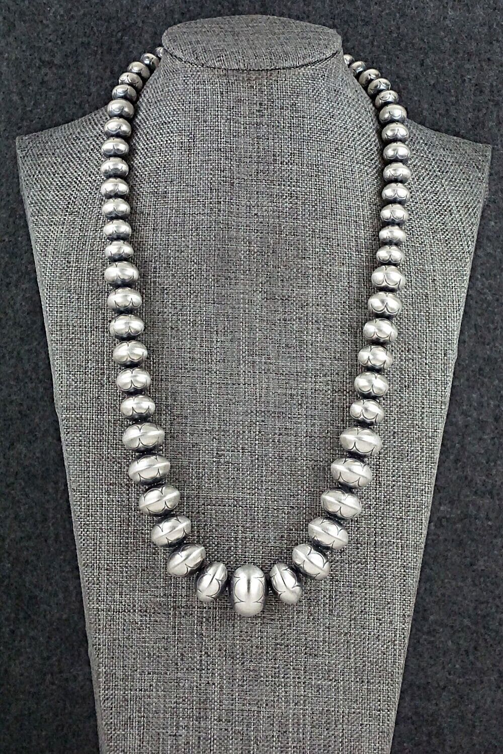 Sterling Silver Navajo Pearl Necklace 20" - Dorinda Mariano