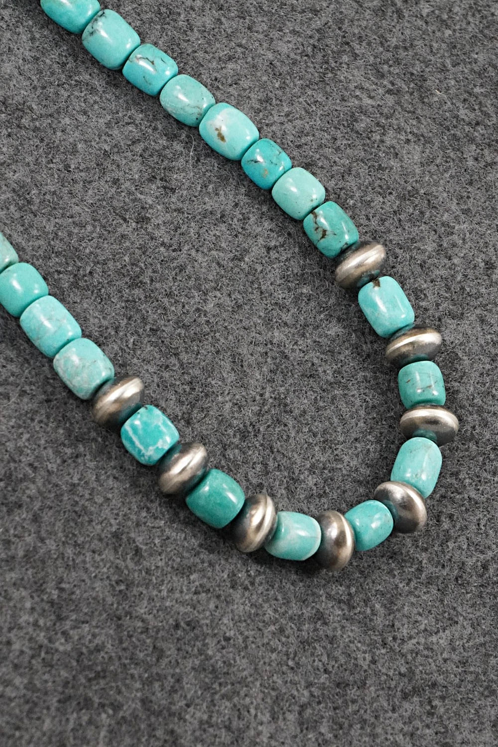 Turquoise & Sterling Silver Necklace 20" - Doreen Jake