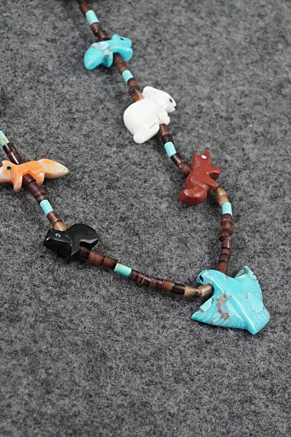 Multi-Stone Fetish Carving & Sterling Silver Necklace - Hector Goodluck