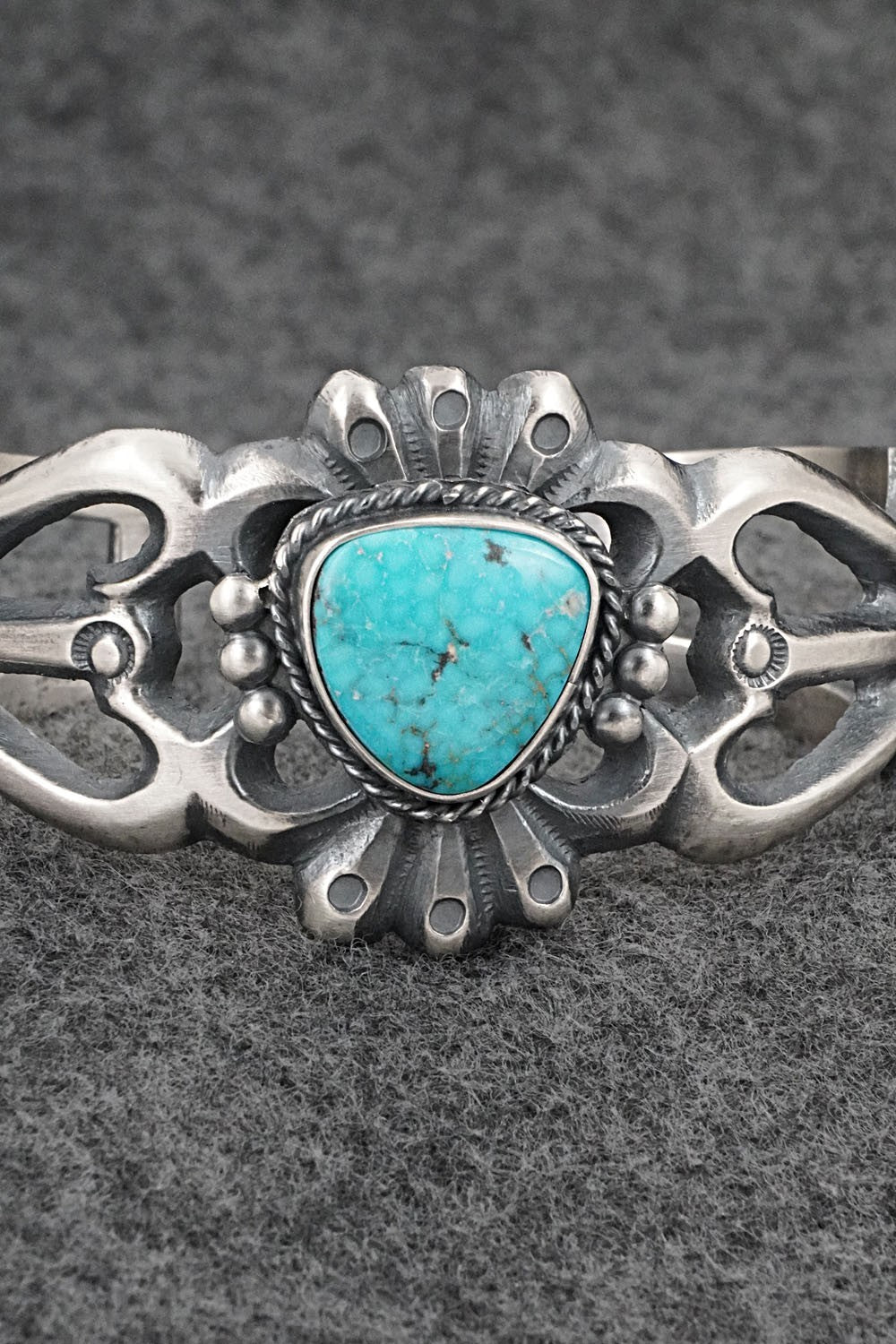 Turquoise & Sterling Silver Bracelet - Harrison Bitsue