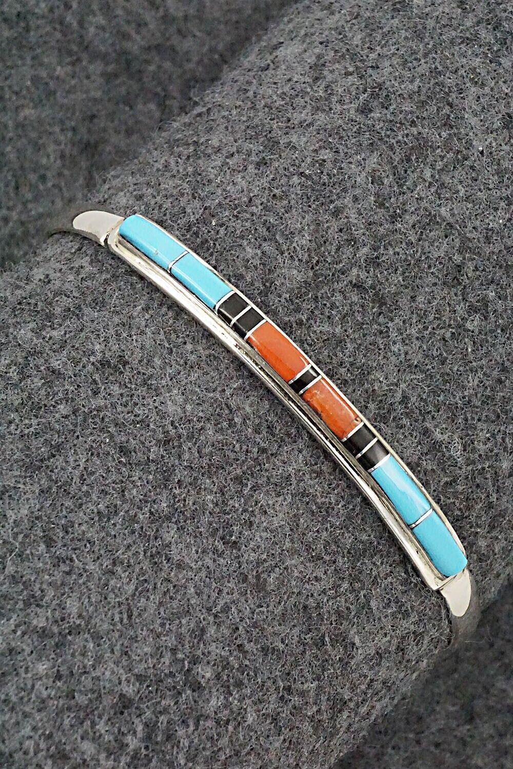 Multi Stone & Sterling Silver Inlay Bracelet - Roland Natachu