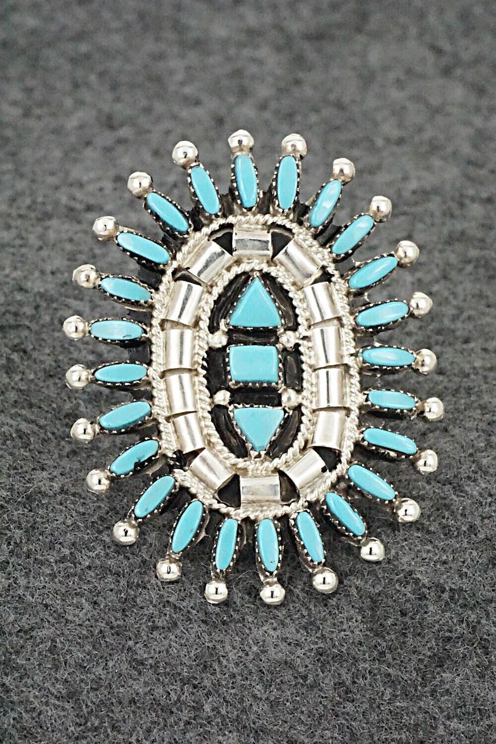 Turquoise & Sterling Silver Ring - Evonne Hustito - Size 7.5
