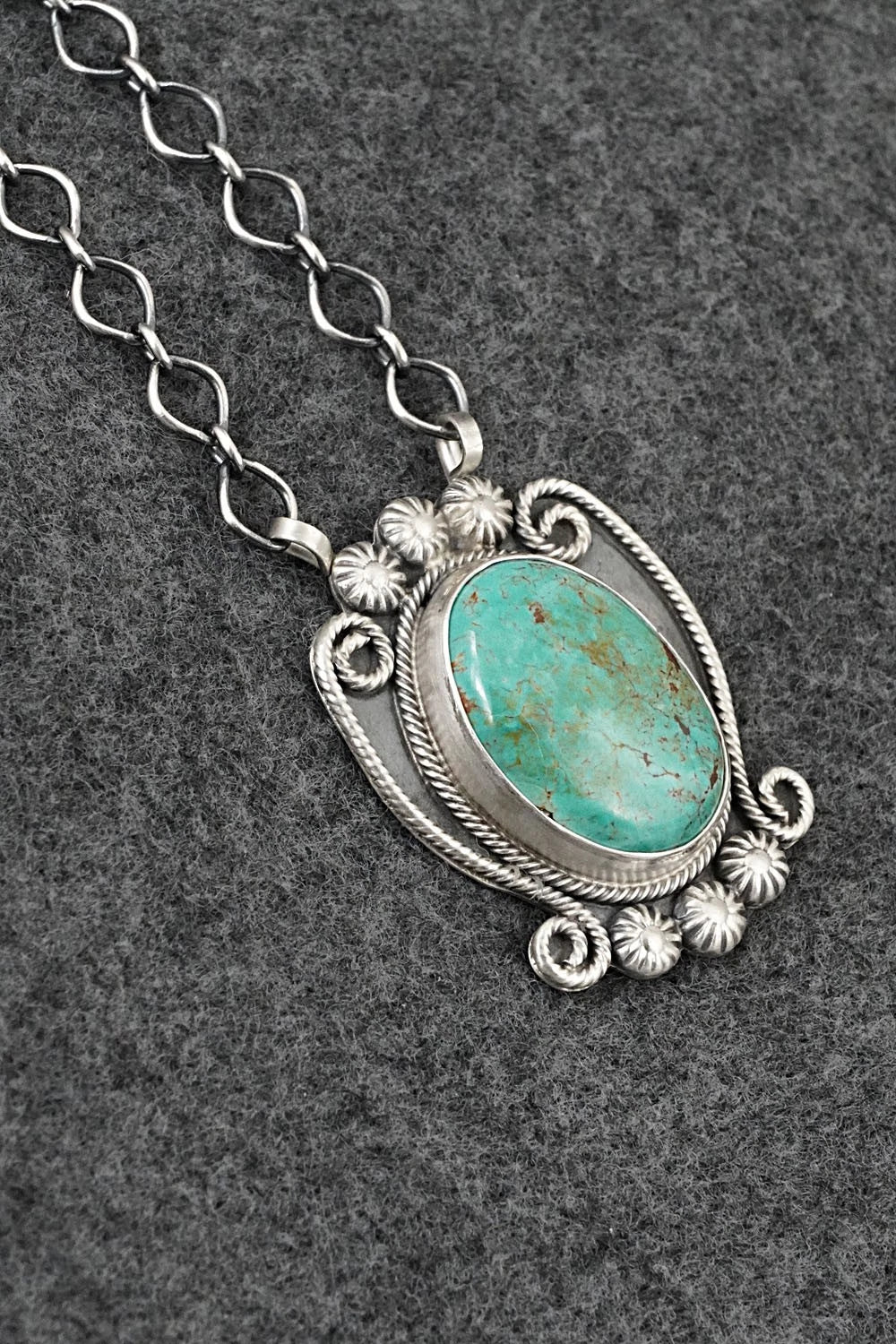 Turquoise & Sterling Silver Necklace - Cordell Platero