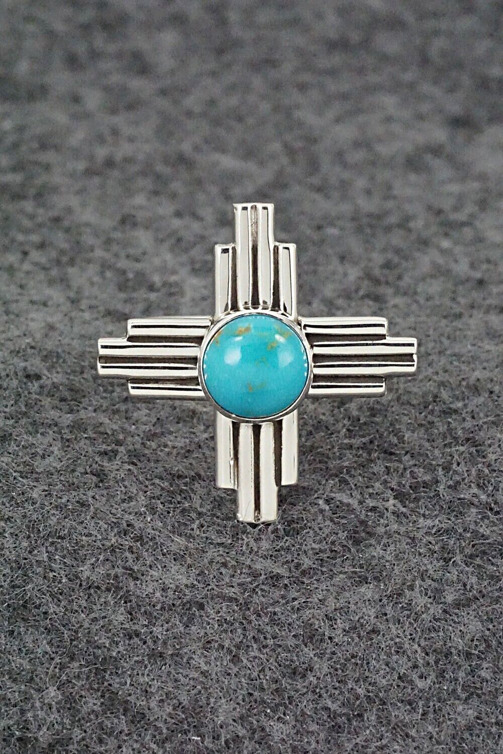 Turquoise and Sterling Silver Ring - Raymond Coriz - Size 9