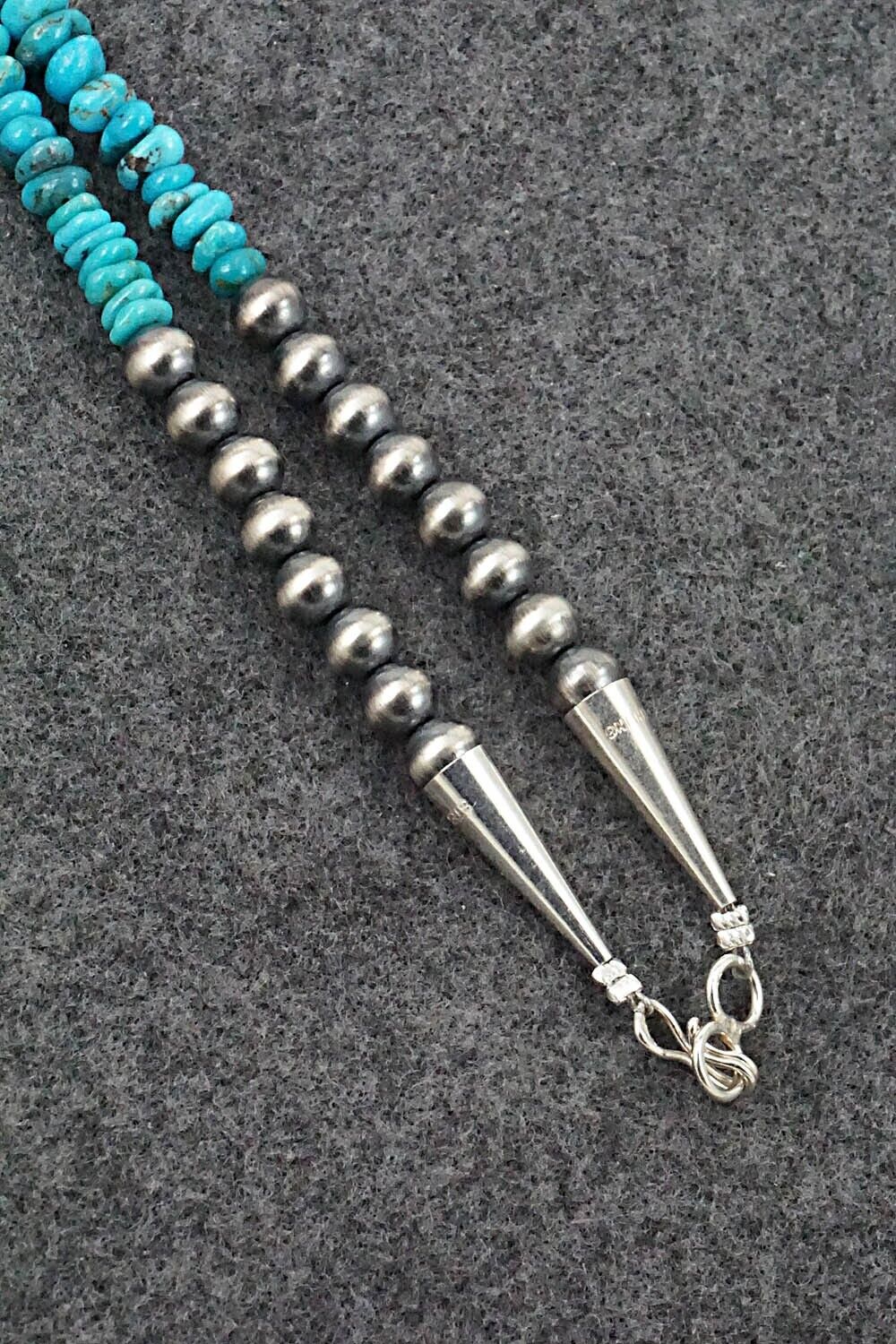 Turquoise & Sterling Silver Necklace 22" - Doreen Jake