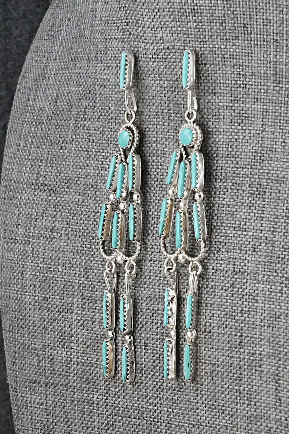 Turquoise & Sterling Silver Squash Blossom Set - Claudine Penketewa