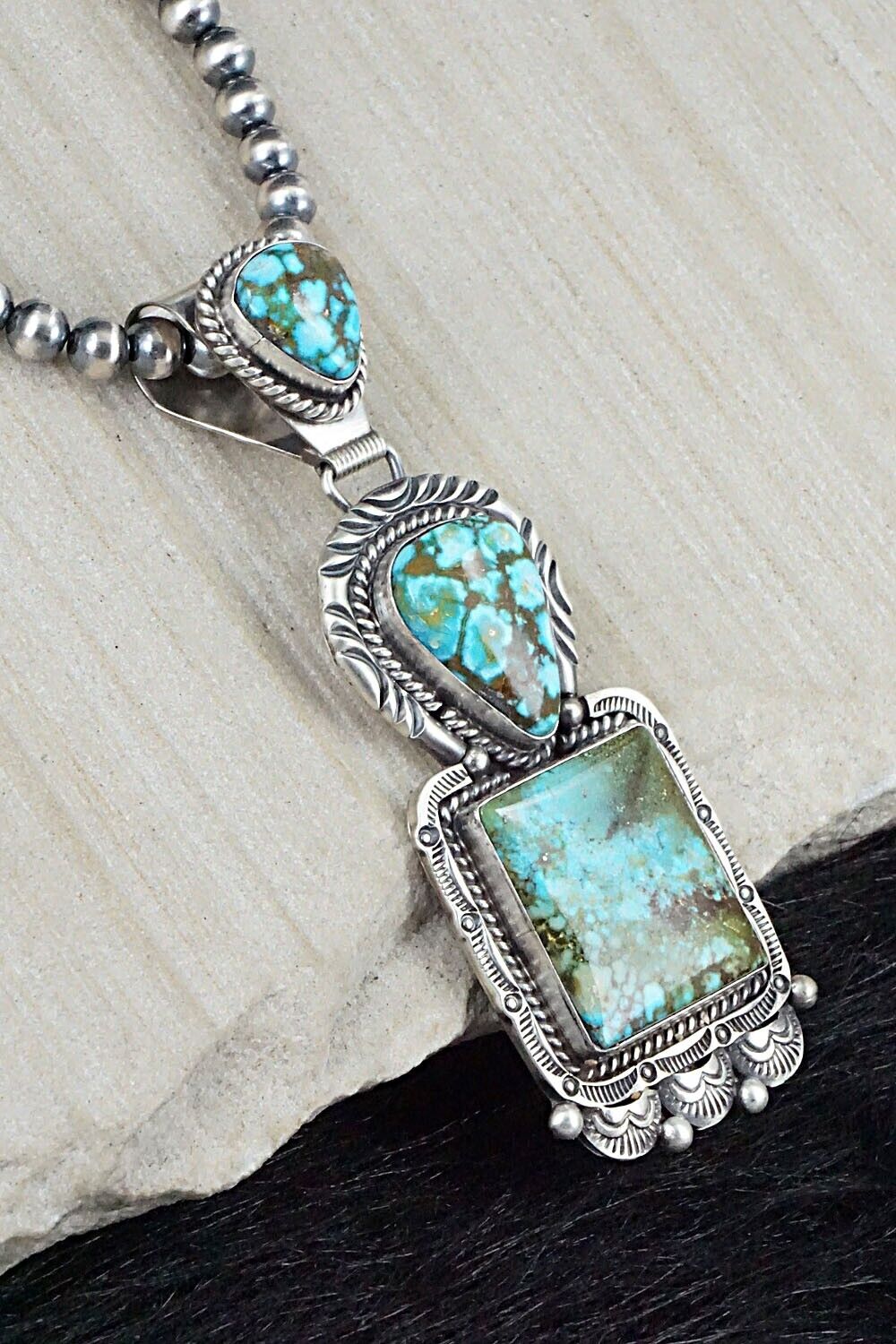 Turquoise & Sterling Silver Necklace - Raymond Delgarito
