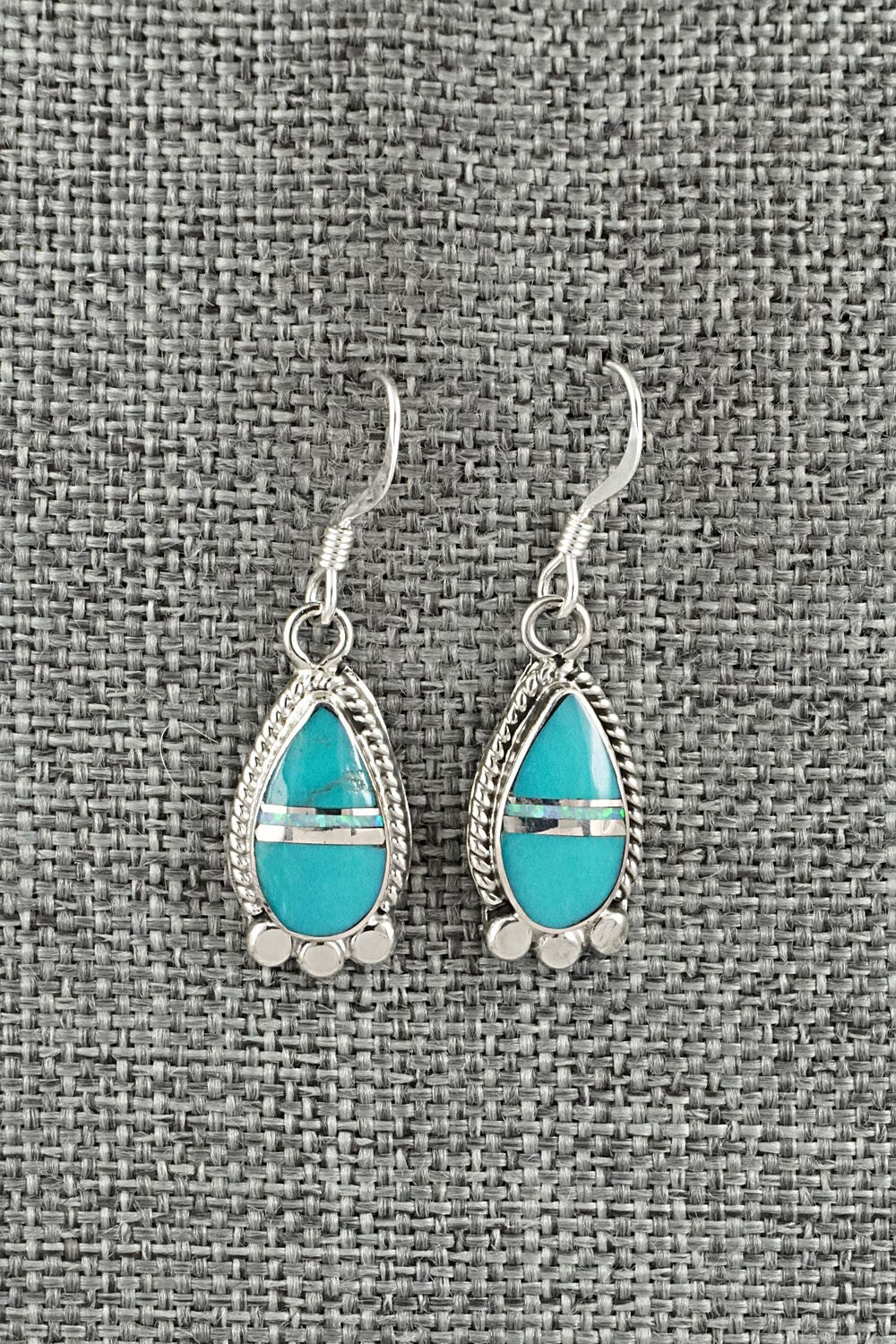 Turquoise, Opalite & Sterling Silver Inlay Earrings - James Manygoats