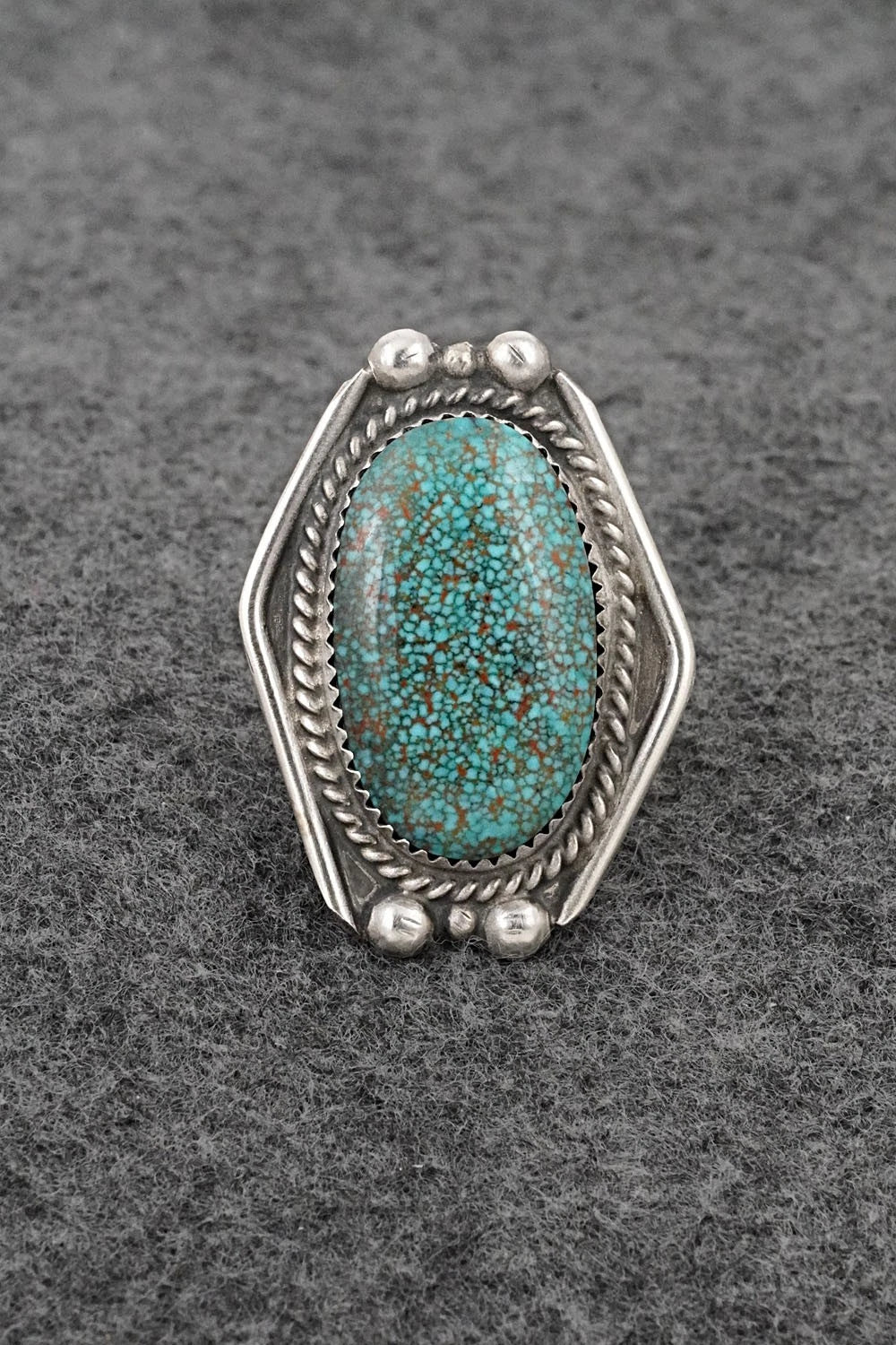 Turquoise & Sterling Silver Ring - Leslie Nez - Size 6