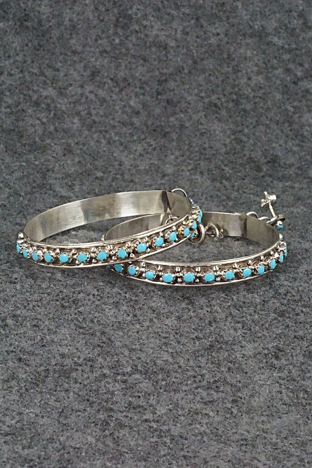 Turquoise & Sterling Silver Hoop Earrings - Joanne Cheama