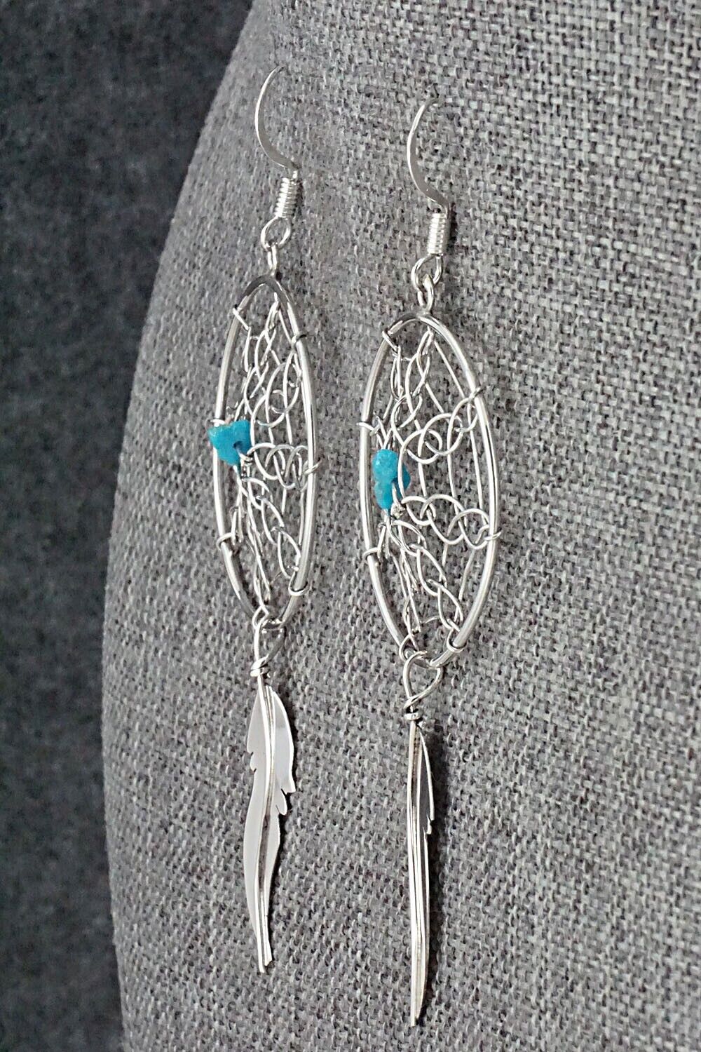 Turquoise & Sterling Silver Earrings - Lorenzo Arviso Jr.
