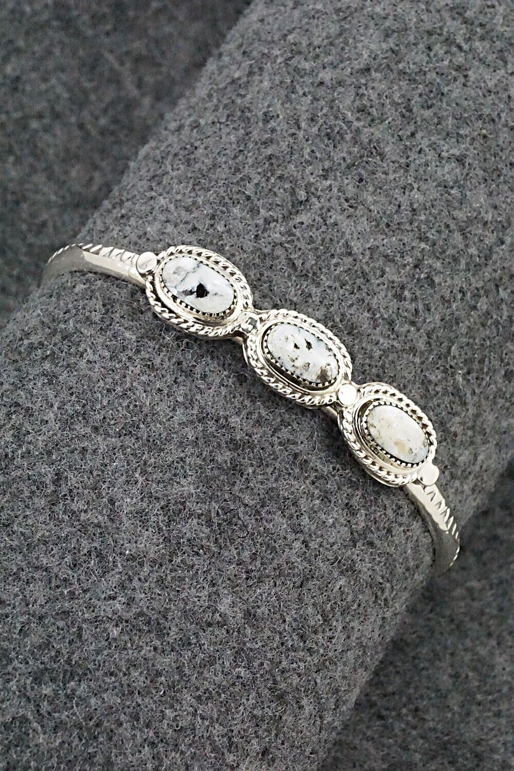 White Buffalo & Sterling Silver Bracelet - Elaine Tahe & Gilbert Smith