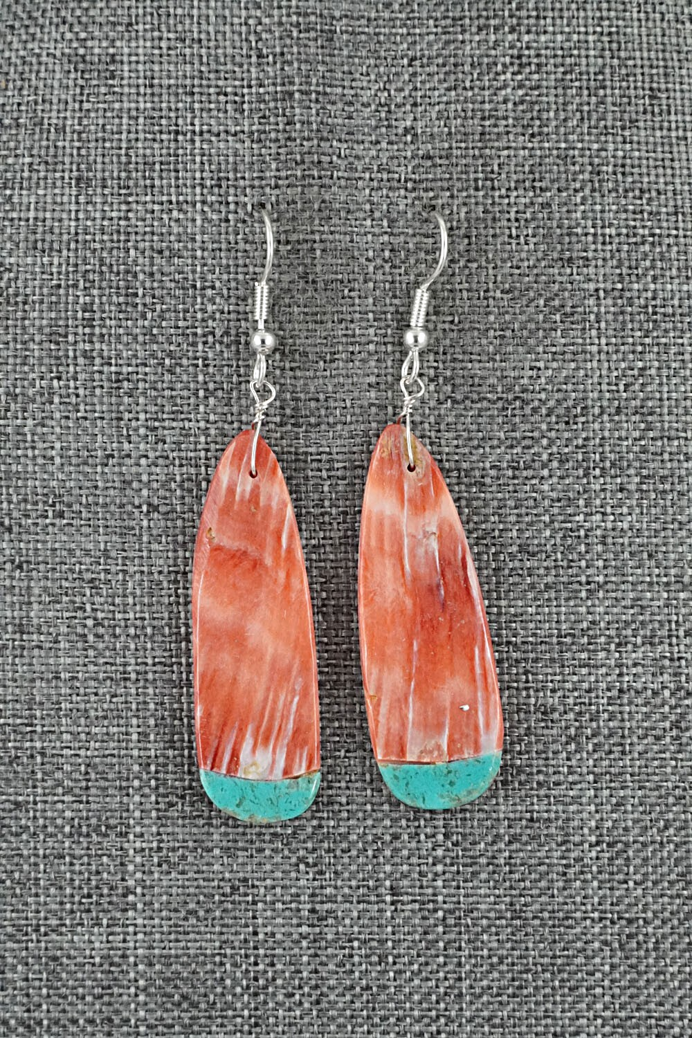 Spiny Oyster, Turquoise & Sterling Silver Earrings - Louise Pete